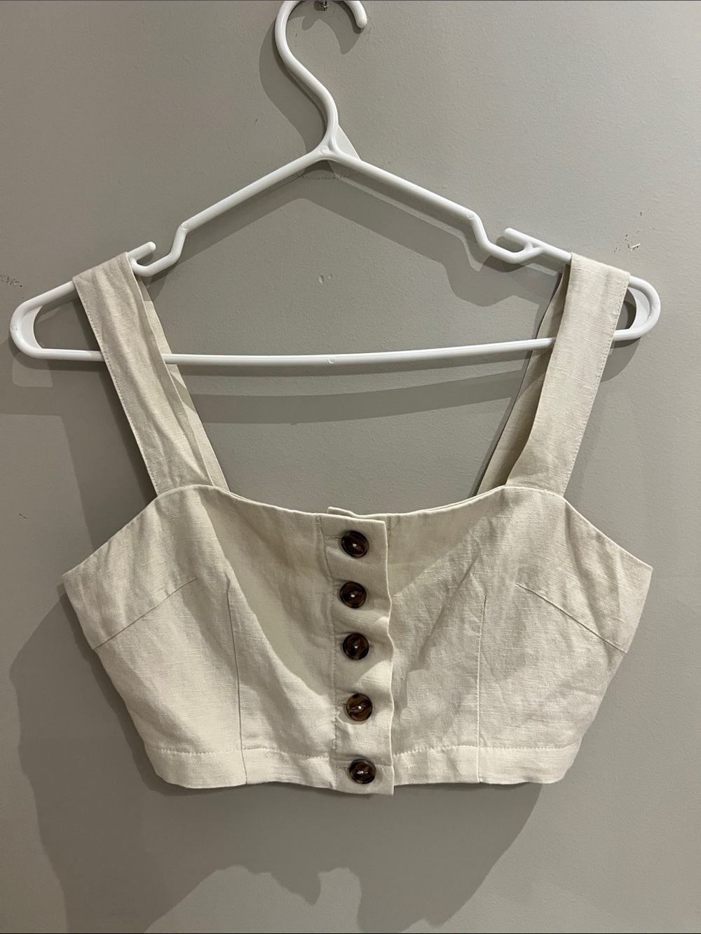 Forever 21 Cream Button-Front Cropped Tank